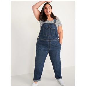 Old Navy Women’s Slouchy Straight Workwear Dark-Wash Jean Overalls Size 26